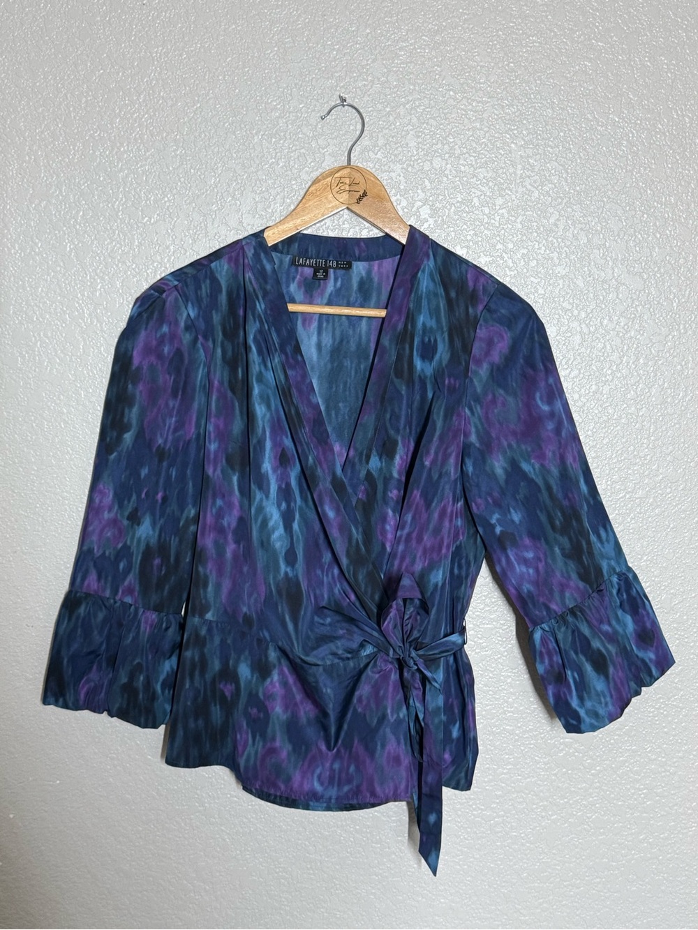 Lafayette 148 Peplum Wrap Top Size 12